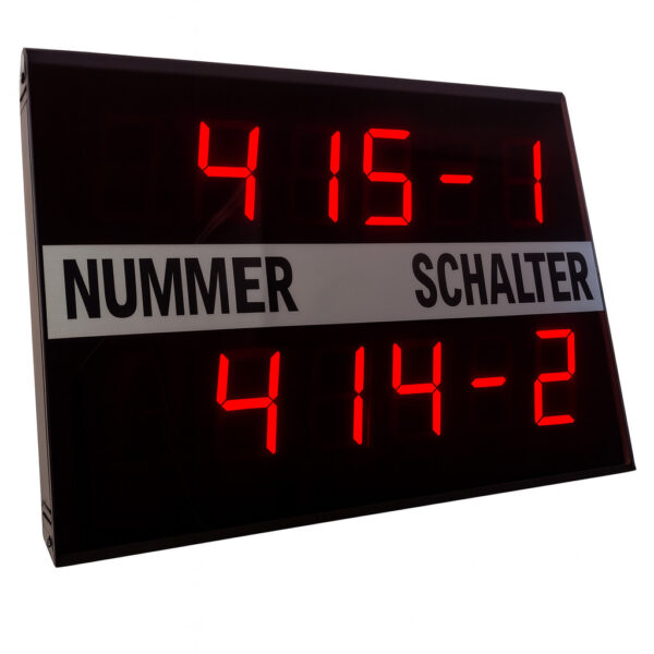 LED-Hauptanzeige mit Ticketnummer und Schalternummer für Warteschlangensysteme