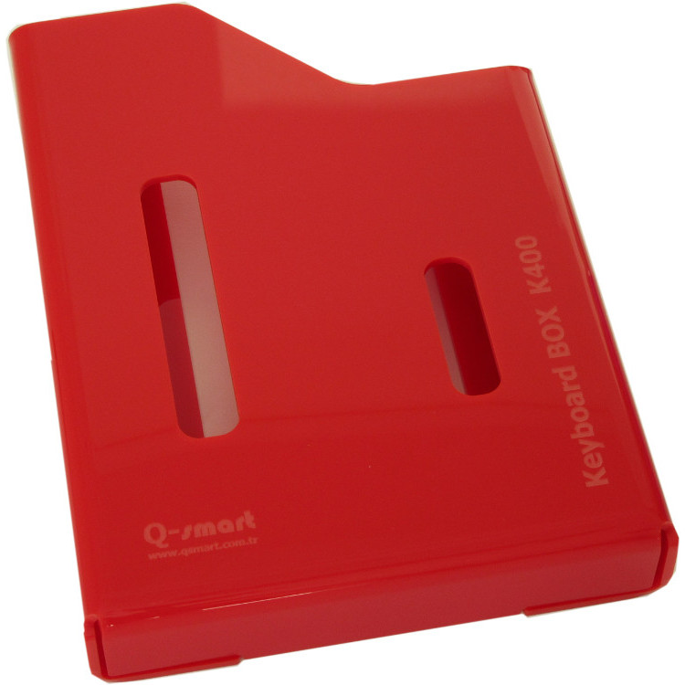 Rotes Kunststoffregal KeyboardBOX K400 von Q-smart zur Aufbewahrung von Tastaturen