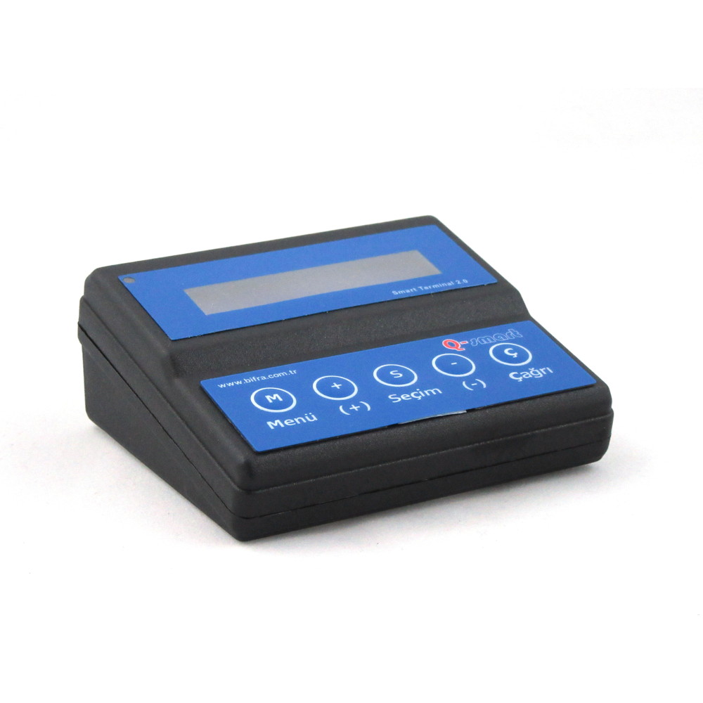 Desktop-Aufrufterminal mit LCD-Bildschirm und blauer Bedienoberfläche